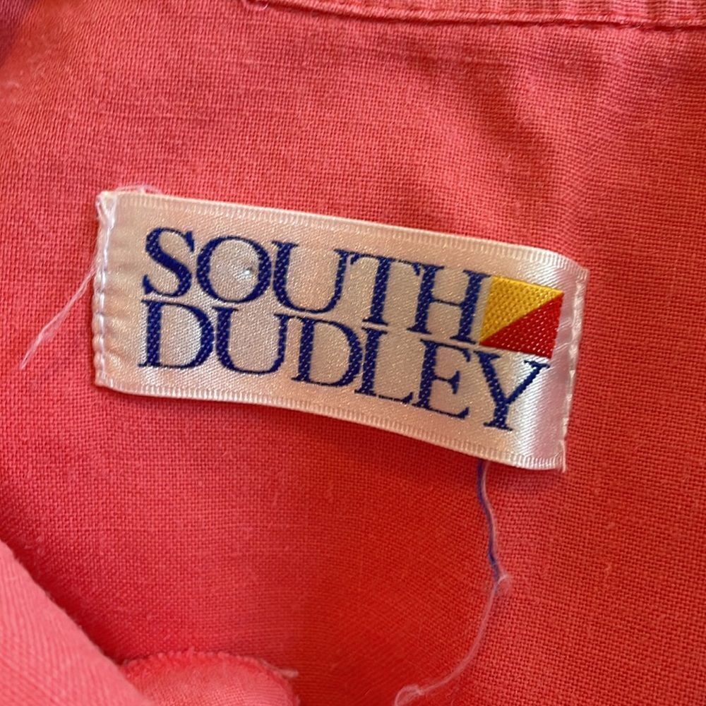 Vtg 80s/90s South Dudley light salmon pink/peach short sleeve cotton shirt - Picture 7 of 7